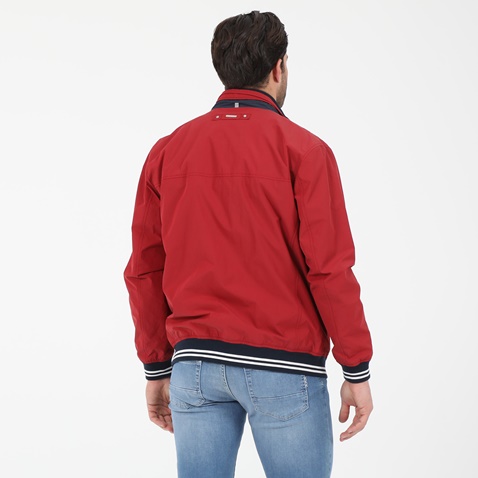 NAVY & GREEN-Ανδρικό city bomber jacket NAVY & GREEN κόκκινο