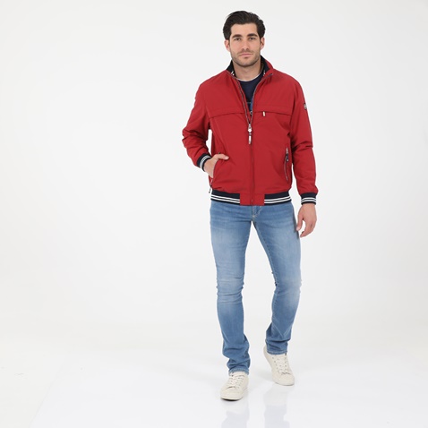 NAVY & GREEN-Ανδρικό city bomber jacket NAVY & GREEN κόκκινο