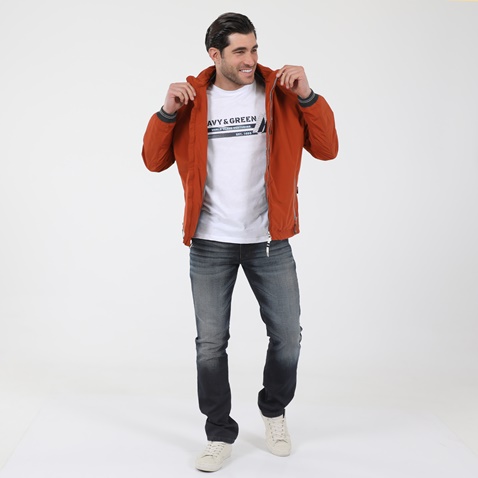 NAVY & GREEN-Ανδρικό jacket yachting look NAVY & GREEN πορτοκαλί