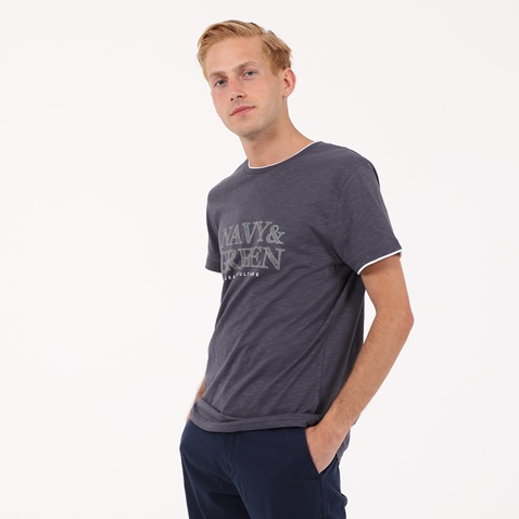 NAVY & GREEN-Ανδρικό t-shirt NAVY & GREEN μπλέ