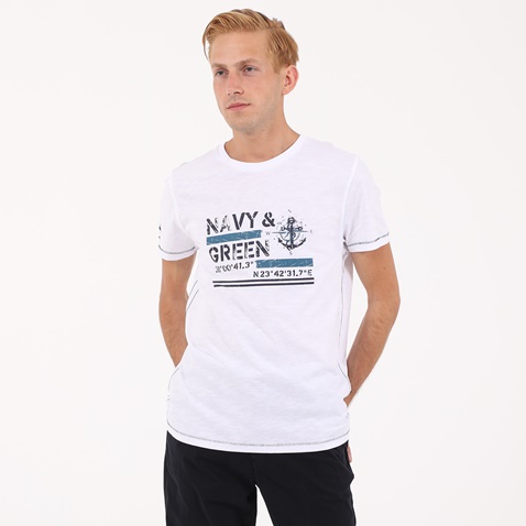 NAVY & GREEN-Ανδρικό t-shirt NAVY & GREEN λευκό 