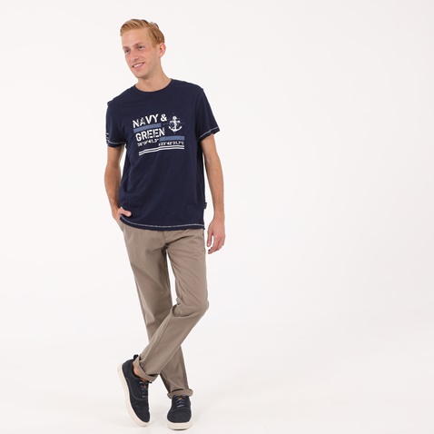 NAVY & GREEN-Ανδρικό t-shirt NAVY & GREEN μπλέ