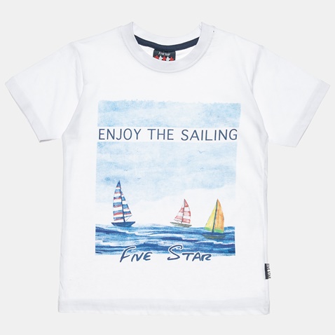 ALOUETTE-Παιδικό σετ από t-shirt και βερμούδα ALOUETTE FIVE STAR λευκό μπλε