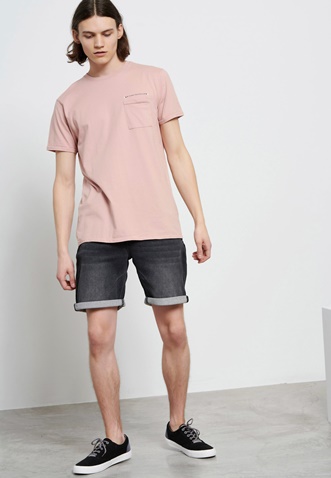 FUNKY BUDDHA-Ανδρικό κοντομάνικο t-shirt FUNKY BUDDHA ροζ