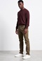 FUNKY BUDDHA-Ανδρικό chino παντελόνι FUNKY BUDDHA Essential Comfort-Stretch λαδί