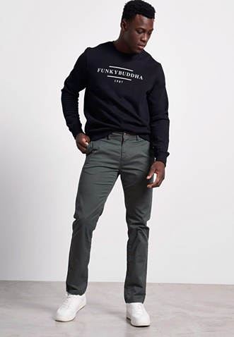 FUNKY BUDDHA-Ανδρικό chino παντελόνι FUNKY BUDDHA Essential Comfort-Stretch μπλε