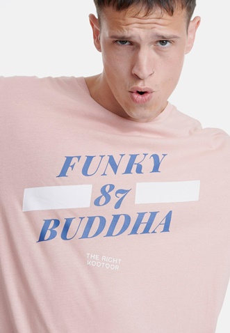 FUNKY BUDDHA-Ανδρικό t-shirt FUNKY BUDDHA ροζ