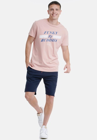 FUNKY BUDDHA-Ανδρικό t-shirt FUNKY BUDDHA ροζ