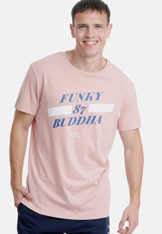 FUNKY BUDDHA-Ανδρικό t-shirt FUNKY BUDDHA ροζ