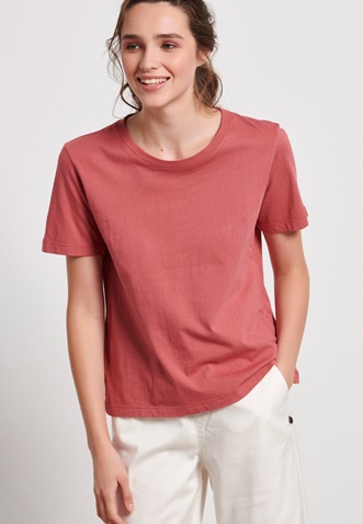 FUNKY BUDDHA-Γυναικείο essential t-shirt FUNKY BUDDHA σκούρο ροζ