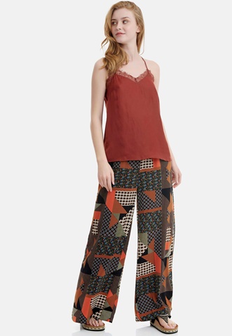 FUNKY BUDDHA-Γυναικείο σατέν top camisol FUNKY BUDDHA κεραμιδί