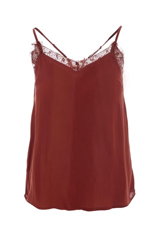FUNKY BUDDHA-Γυναικείο σατέν top camisol FUNKY BUDDHA κεραμιδί
