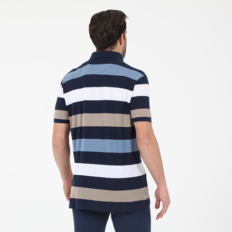 NAVY & GREEN-Ανδρική polo μπλούζα NAVY & GREEN μπλε μπεζ