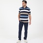 NAVY & GREEN-Ανδρική polo μπλούζα NAVY & GREEN μπλε μπεζ