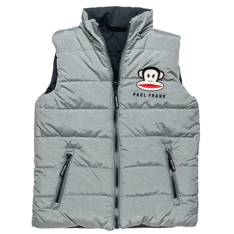 PAUL FRANK-Παιδικό αμάνικο μπουφάν διπλής όψης PAUL FRANK γκρι μπλε