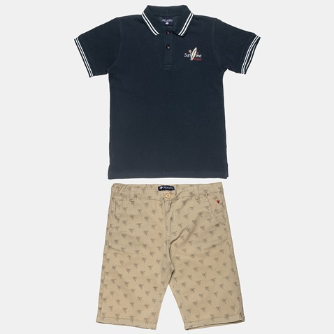 ALOUETTE-Βρεφικό σετ από polo μπλούζα και chino βερμούδα ALOUETTE μπλε μπεζ
