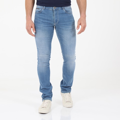 NAVY & GREEN-Ανδρικό jean παντελόνι NAVY & GREEN LOW WAIST μπλε