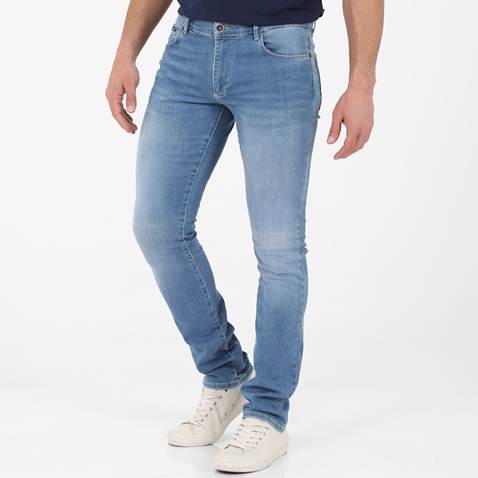 NAVY & GREEN-Ανδρικό jean παντελόνι NAVY & GREEN LOW WAIST μπλε