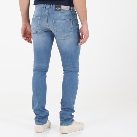 NAVY & GREEN-Ανδρικό jean παντελόνι NAVY & GREEN LOW WAIST μπλε