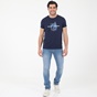 NAVY & GREEN-Ανδρικό jean παντελόνι NAVY & GREEN LOW WAIST μπλε