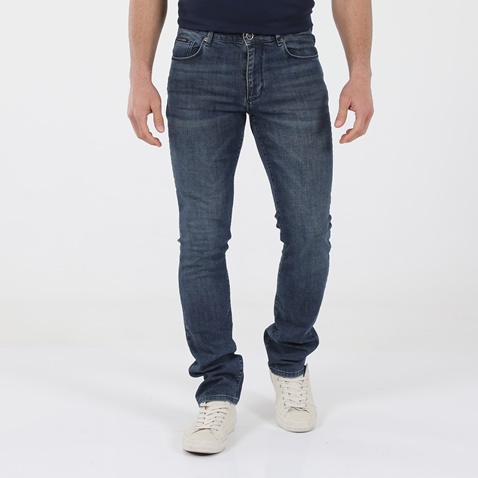 NAVY & GREEN-Ανδρικό jean παντελόνι NAVY & GREEN LOW WAIST μπλε