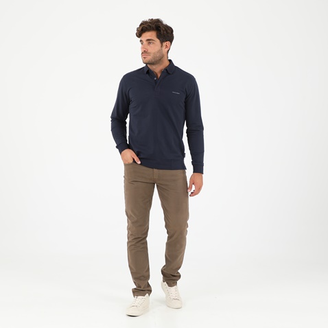 NAVY & GREEN-Ανδρικό παντελόνι NAVY & GREEN MODERN FIT καφέ 