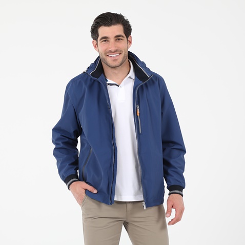 NAVY & GREEN-Ανδρικό jacket yachting look NAVY & GREEN μπλε