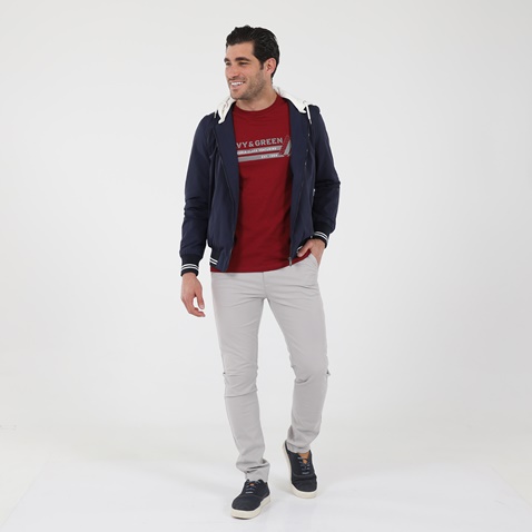NAVY & GREEN-Ανδρικό bomber jacket NAVY & GREEN μπλε