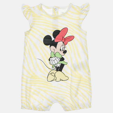 DISNEY-Βρεφικό φορμάκι σορτς Disney Minnie Mouse λευκό κίτρινο ριγέ