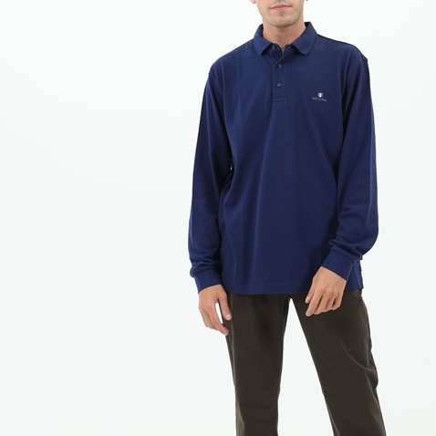 NAVY & GREEN-Ανδρική polo μπλούζα NAVY & GREEN μπλε