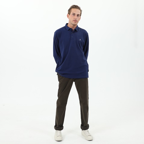 NAVY & GREEN-Ανδρική polo μπλούζα NAVY & GREEN μπλε