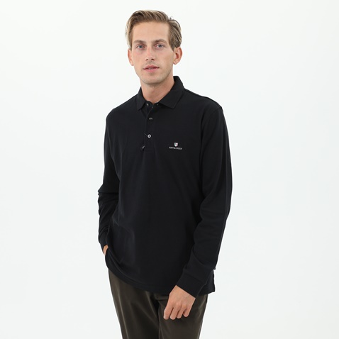 NAVY & GREEN-Ανδρική polo μπλούζα NAVY & GREEN μαύρη
