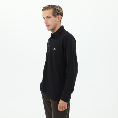 NAVY & GREEN-Ανδρική polo μπλούζα NAVY & GREEN μαύρη