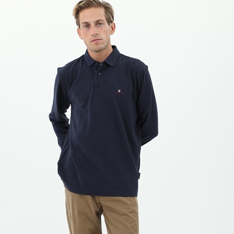 NAVY & GREEN-Ανδρική polo μπλούζα NAVY & GREEN μπλε