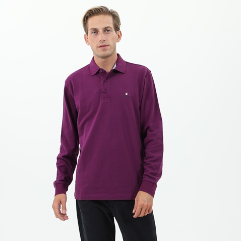 NAVY & GREEN-Ανδρική polo μπλούζα NAVY & GREEN μωβ