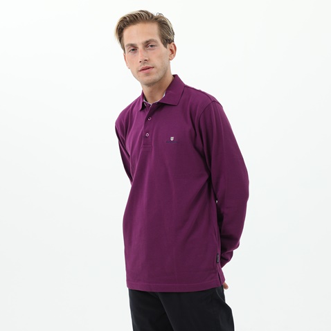 NAVY & GREEN-Ανδρική polo μπλούζα NAVY & GREEN μωβ