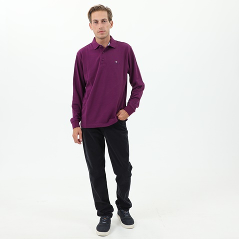 NAVY & GREEN-Ανδρική polo μπλούζα NAVY & GREEN μωβ