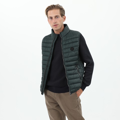 NAVY & GREEN-Ανδρικό αμάνικο μπουφάν NAVY & GREEN γκρι 