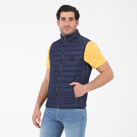 NAVY & GREEN-Ανδρικό αμάνικο μπουφάν NAVY & GREEN μπλε