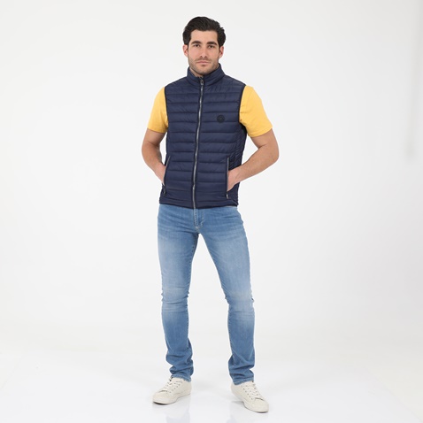 NAVY & GREEN-Ανδρικό αμάνικο μπουφάν NAVY & GREEN μπλε