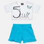 ALOUETTE-Παιδικό σετ από μπλούζα cropped και σορτς ALOUETTE Five Star λευκό μπλε