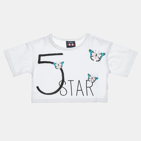 ALOUETTE-Παιδικό σετ από μπλούζα cropped και σορτς ALOUETTE Five Star λευκό μπλε