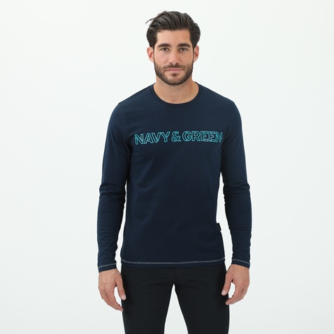 NAVY & GREEN-Ανδρική μπλούζα NAVY & GREEN μπλε