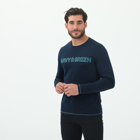 NAVY & GREEN-Ανδρική μπλούζα NAVY & GREEN μπλε