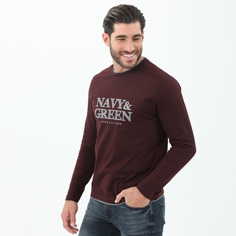 NAVY & GREEN-Ανδρική μπλούζα NAVY & GREEN μπορντό
