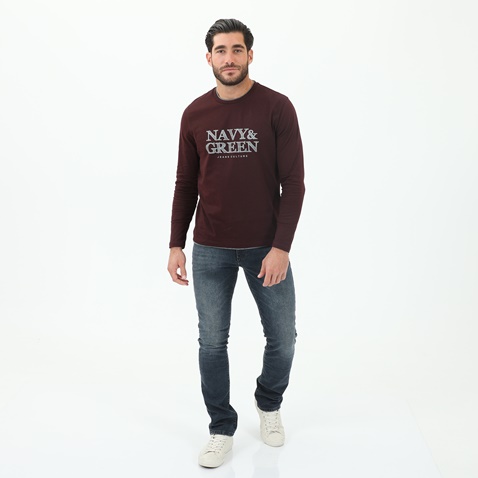 NAVY & GREEN-Ανδρική μπλούζα NAVY & GREEN μπορντό