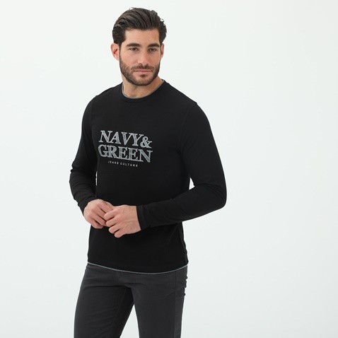 NAVY & GREEN-Ανδρική μπλούζα NAVY & GREEN μαύρη