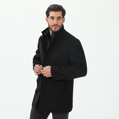 NAVY & GREEN-Ανδρικό παλτό NAVY & GREEN μαύρο