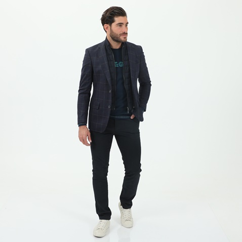 NAVY & GREEN-Ανδρικό σακάκι NAVY & GREEN μπλε καφέ καρό