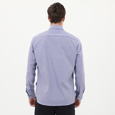 NAVY & GREEN-Ανδρικό πουκάμισο NAVY & GREEN COMFORT FIT λευκό μπλε καρό